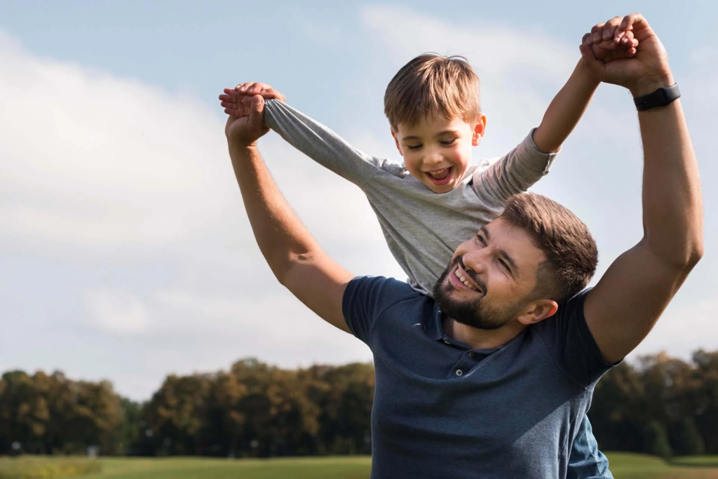 Parent walking with child, representing child support and custody